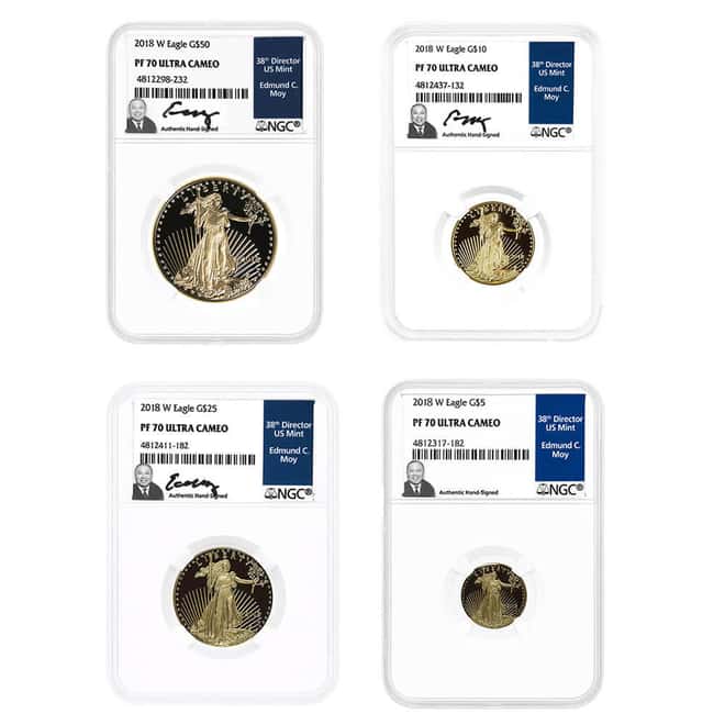 2018-W 1.85 oz Proof Gold American Eagle 4-Coin Set NGC PF 70 UCAM (Edmund C. Moy)