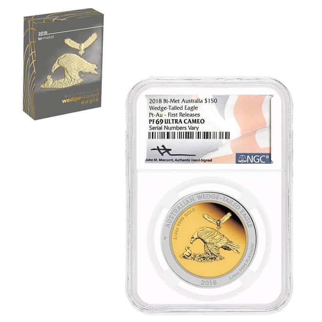 2018 1.5 oz Proof Bimetallic Gold/Platinum Australian Wedge-Tailed Eagle Perth Mint NGC PF 69