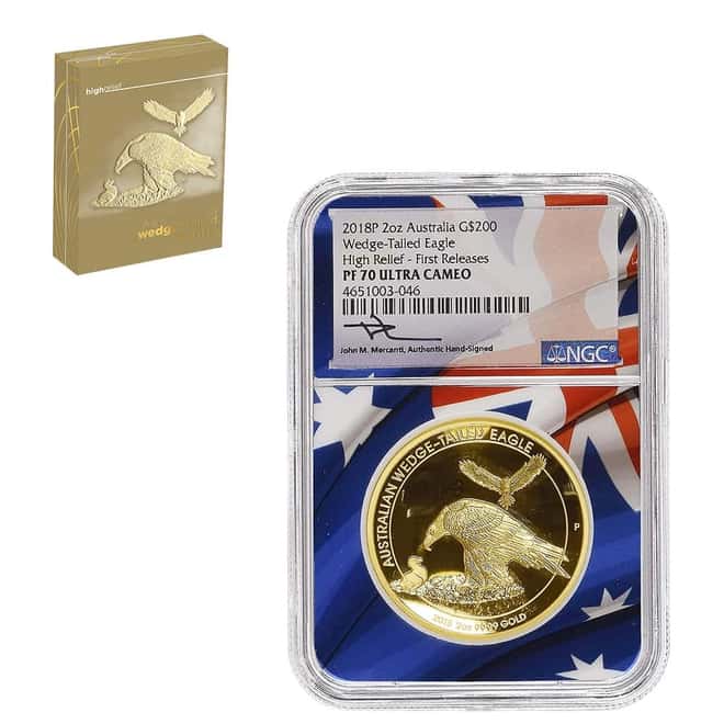 2018 2 oz Proof Gold Australian Wedge-Tailed Eagle Perth Mint NGC PF 70 UCAM FR (John M. Mercanti)