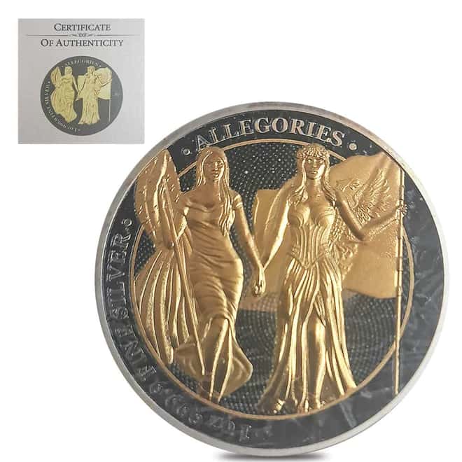 2019 1 oz Columbia & Germania The Allegories 5 Marks Ruthenium Silver Coin