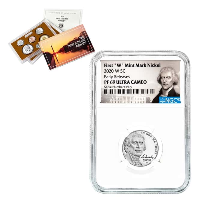 2020-W Jefferson Nickel NGC PF 69 ER Jefferson Label (w/ 2020-S US Mint Proof 10-Coin Set)