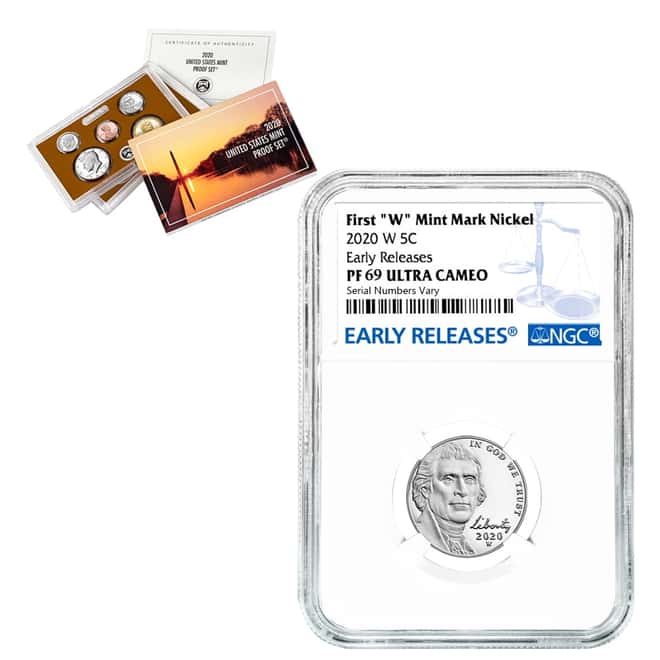2020-W Jefferson Nickel NGC PF 69 ER (w/ 2020-S US Mint Proof 10-Coin Set)