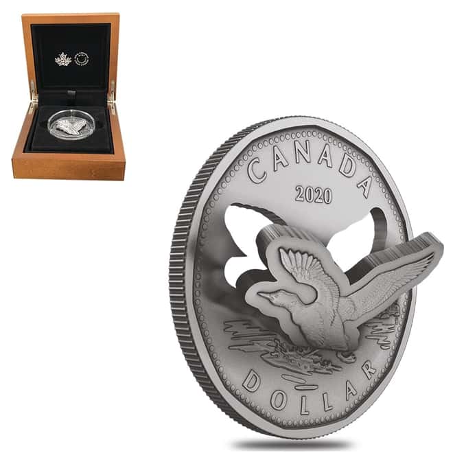 2020 Canada 59.5 gram Silver Flying Loon - Pop Up Coin .9999 Fine (w/Box & COA)