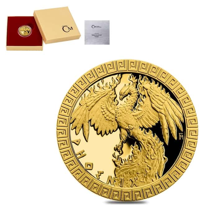 2020 Niue 1/10 oz Proof Gold Mythical Creatures Phoenix Coin (w/Box & COA)