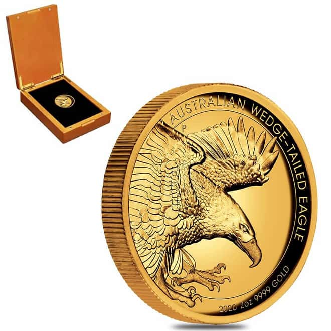 2020 P 2 oz Gold Australian Wedge-Tailed Eagle High Relief Perth Mint (w/Box & COA)