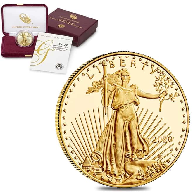 2020-W 1/2 oz $25 Proof Gold American Eagle (w/Box & COA)
