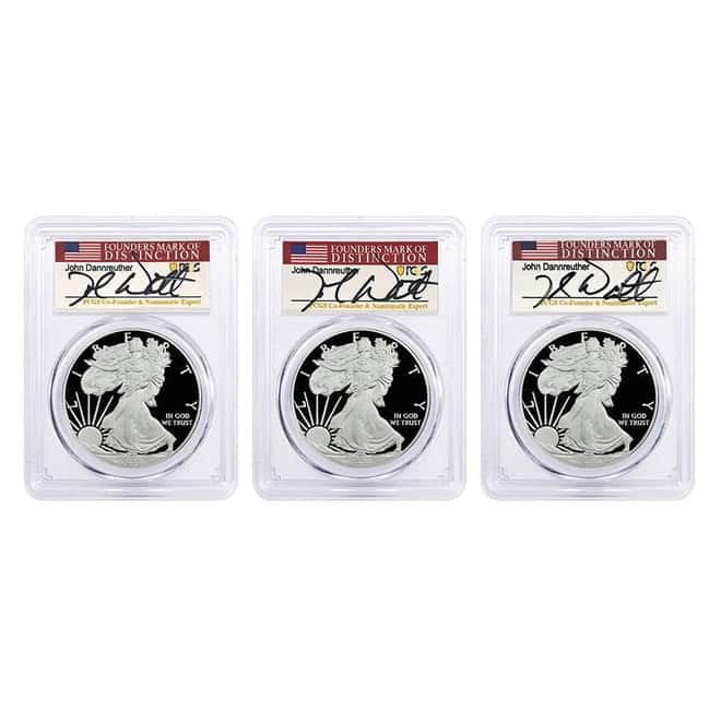 2020-W 1 oz Proof Silver American Eagle 3-Coin Set PCGS PF 70 FD (Dannreuther)
