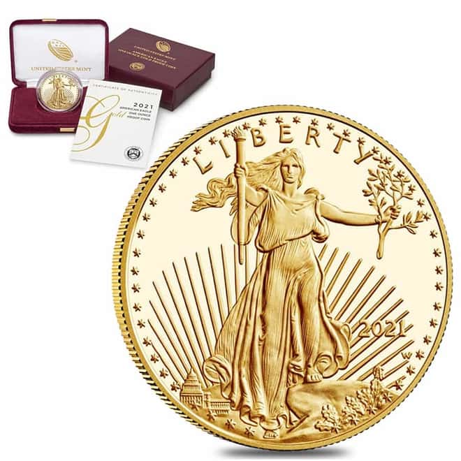 2021-W 1 oz $50 Proof Gold American Eagle (w/Box & COA)