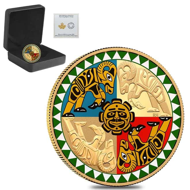2021 Canada 1 oz Gold Ramming Bighorn Sheep Coin .9999 Fine (w/Box & COA)