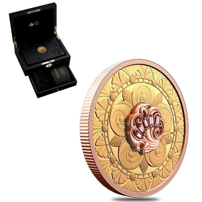 2021 Canada 1 oz Proof Gold Treasure Coin with Pink Diamonds .9999 Fine (w/Box & COA)