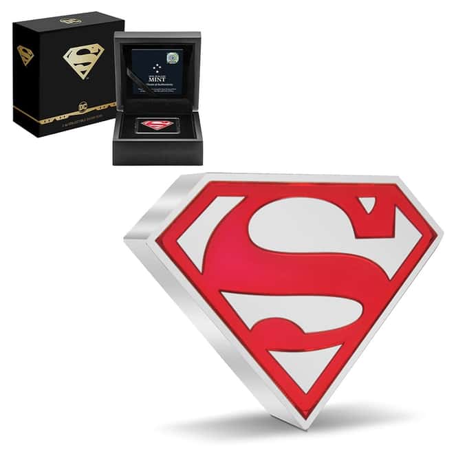 2021 Niue 1 oz DC Comics - Superman Shield Shaped Silver Coin (w/Box & COA)