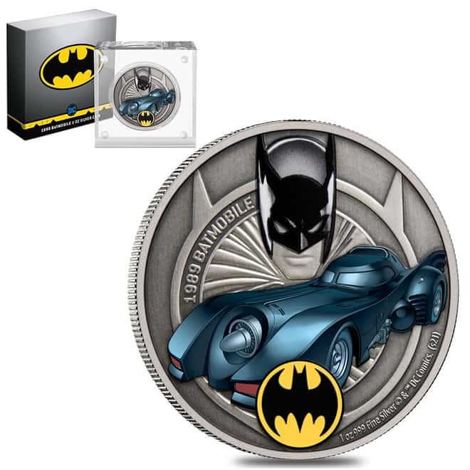 2021 Niue 1 oz DC Comics Batman - 1989 Batmobile Silver Coin (w/Box & COA)