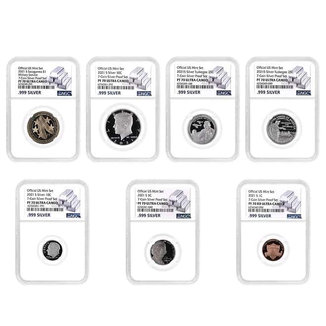 2021 S US Mint Silver Proof 7-Coin Set NGC PF 70 UCAM
