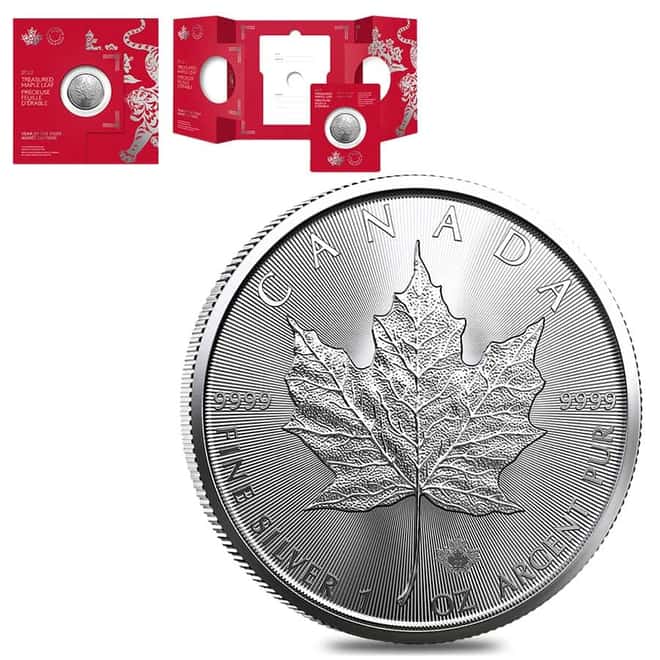 2022 1 oz Canadian Treasured Silver Maple Leaf Coin BU - Year of the Tiger