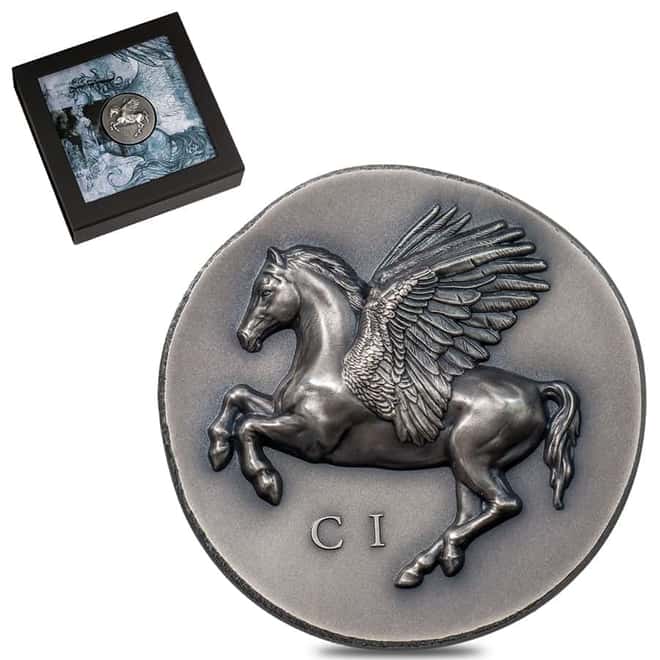 2022 1 oz Silver Pegasos - Numismatic Icons Coin Cook Islands .999 Fine (w/Box & COA)