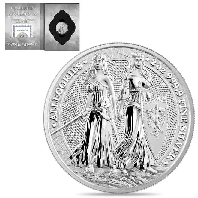 2022 2 oz Polonia & Germania The Allegories 10 Marks Silver Coin