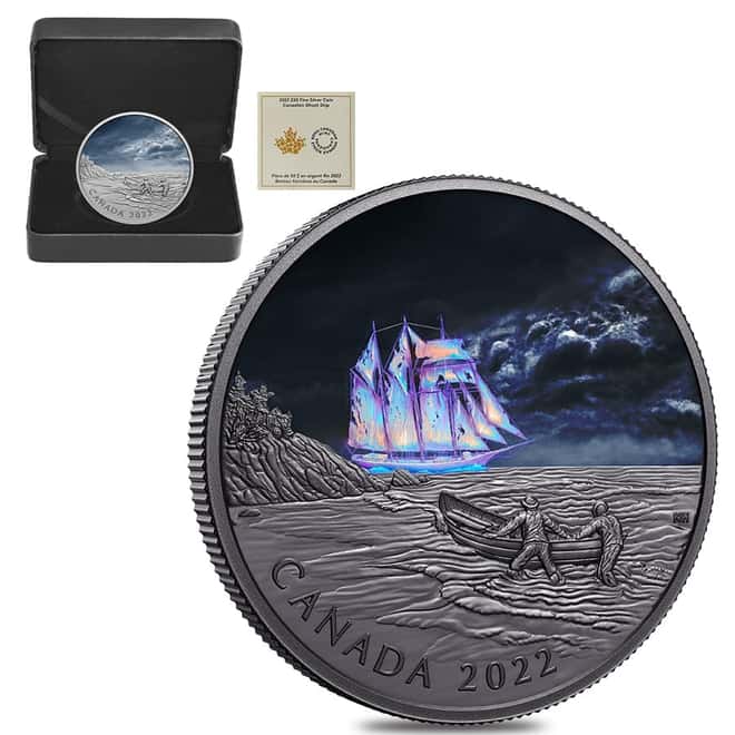 2022 Canada 5 oz Proof Silver Ghost Ship Coin .9999 Fine (w/Box & COA)