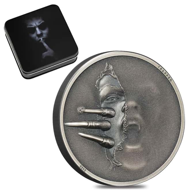 2022 Cook Islands 1 oz Silver Untrapped Coin Antiqued .999 Fine (w/Box & COA)