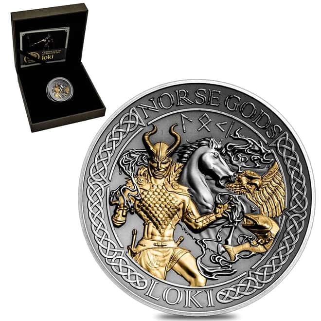 2022 Cook Islands 2 oz Silver Norse Gods Loki Coin .999 Fine