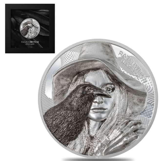 2022 Cook Islands 2 oz Silver Raven Witch - Eye of Magic Coin .999 Fine (w/Box & COA)