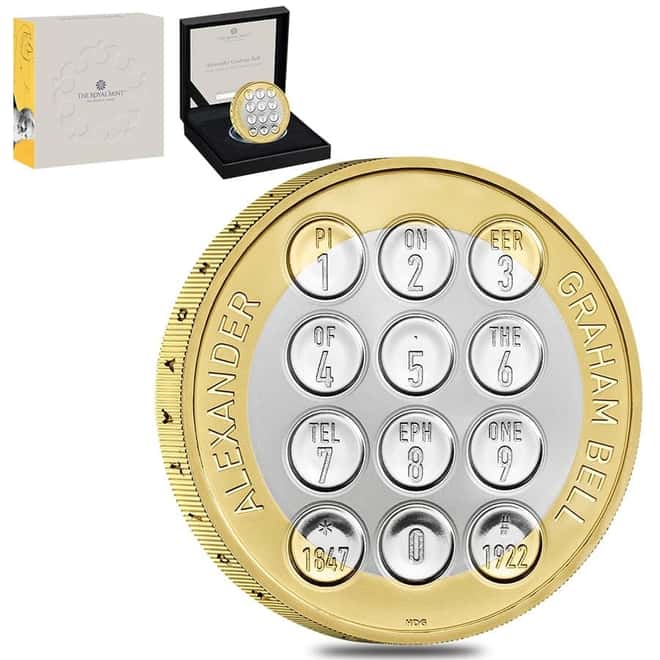 2022 Great Britain 12 gram Alexander Graham Bell Proof Silver Coin .925 Fine (w/Box & COA)