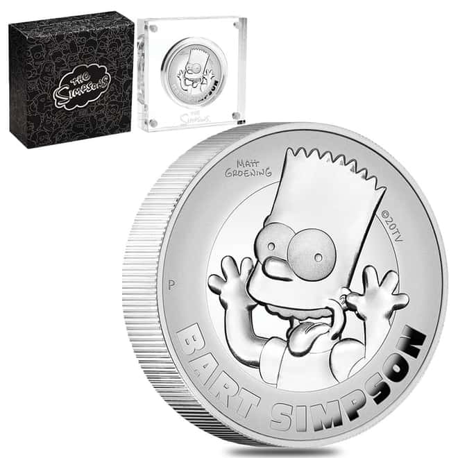 2022 Tuvalu 2 oz Proof Silver Bart Simpson High Relief Coin .9999 Fine (w/Box & COA)