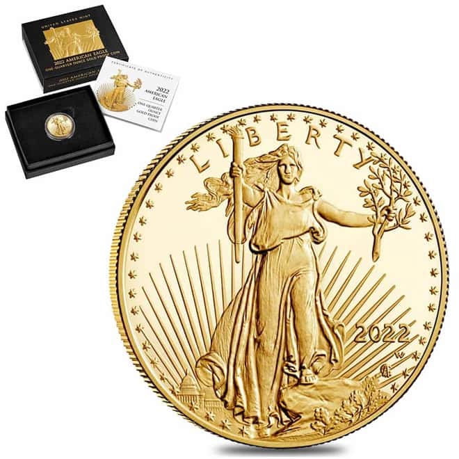 2022-W 1/4 oz $10 Proof Gold American Eagle (w/Box & COA)
