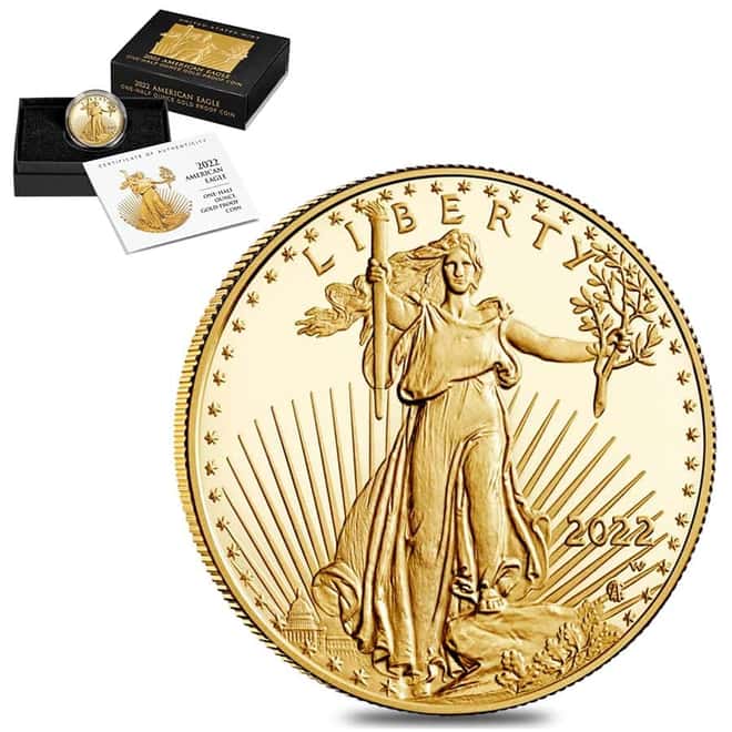2022-W 1/2 oz $25 Proof Gold American Eagle (w/Box & COA)