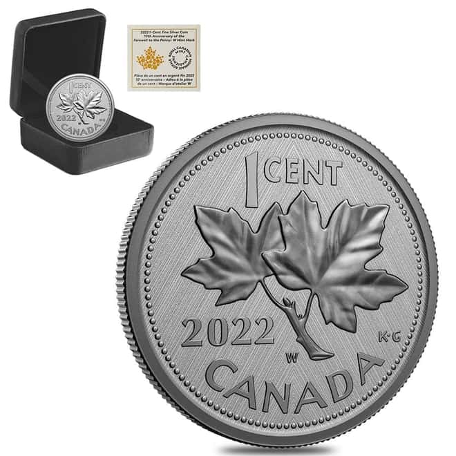 2022 W Canada 1 oz Silver Farewell To The Penny 10th Ann Coin .9999 Fine (w/Box & COA)