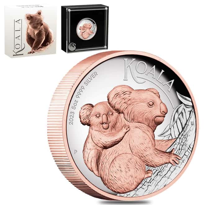 2023 5 oz Proof Gilded Silver Australian Koala Perth Mint