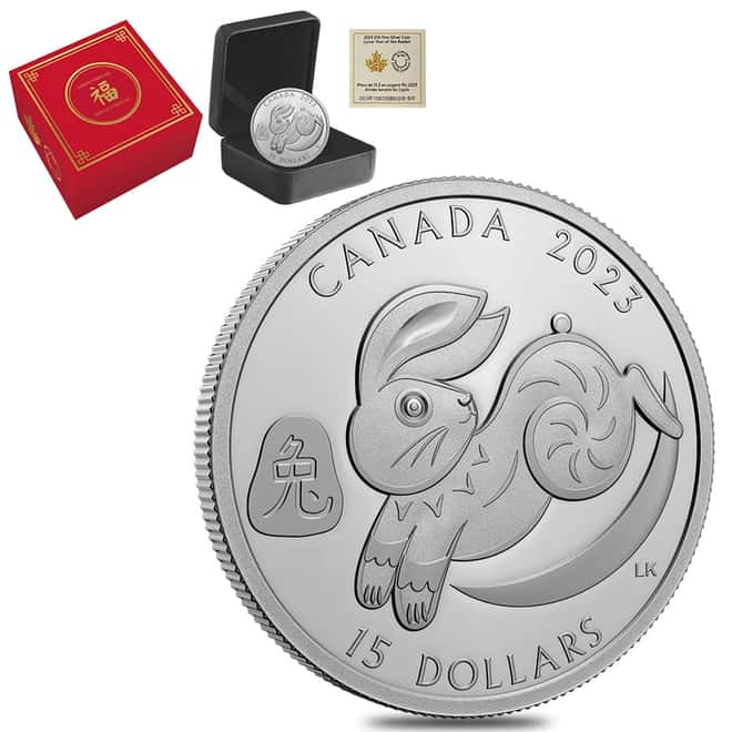 2023 Canada 1 oz Proof Silver Lunar Year of The Rabbit RCM Coin .9999 Fine (w/Box & COA)