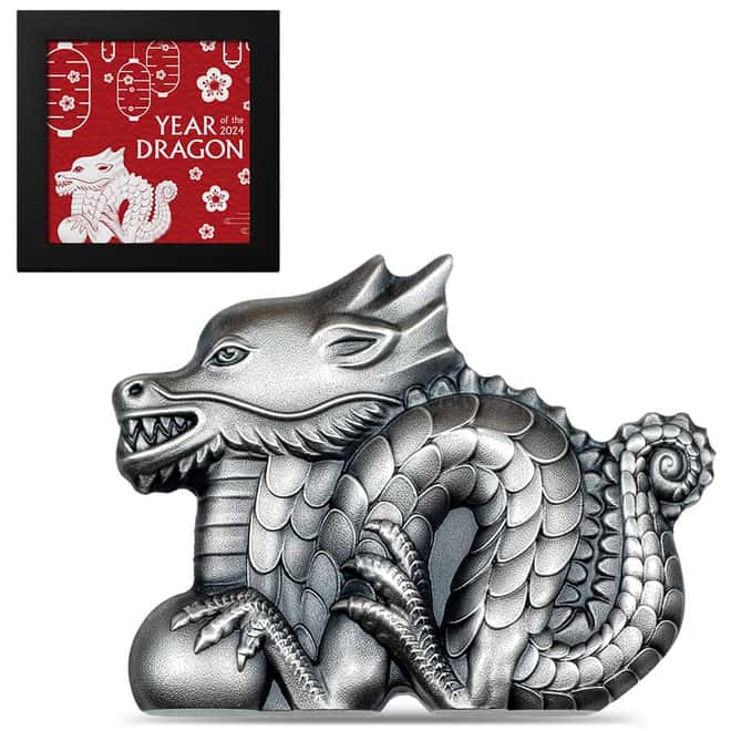 2024 1 oz Silver Lunar Year of The Dragon Shaped Coin Mongolia