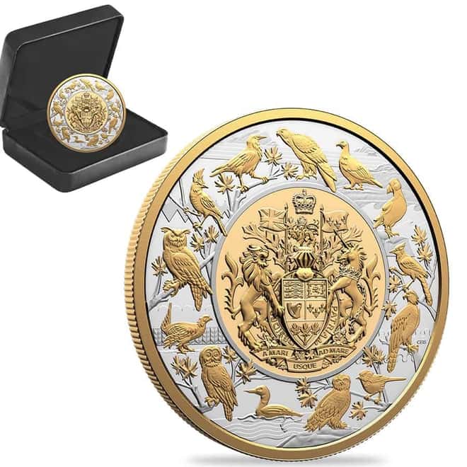 2024 Canada 5 oz Heraldic Landscape - Birds of Canada Silver Coin
