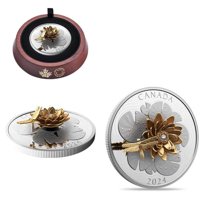 2024 Canada 5 oz The Dragonfly and The Bloom Silver Coin