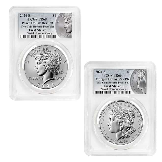 2024-S Morgan and Peace Silver Dollar Reverse Proof 2-Coin Set PCGS PF 69 FS (Morgan/Peace)