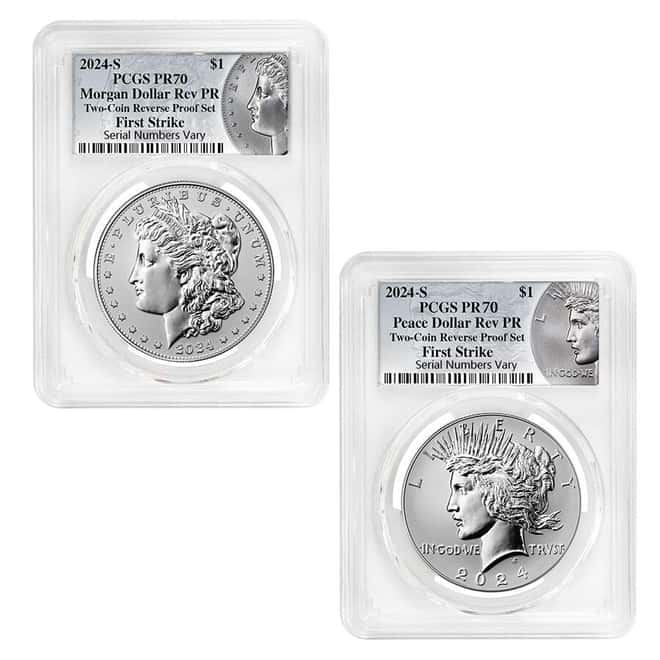 2024-S Morgan and Peace Silver Dollar Reverse Proof 2-Coin Set PCGS PF 70 FS (Morgan/Peace)