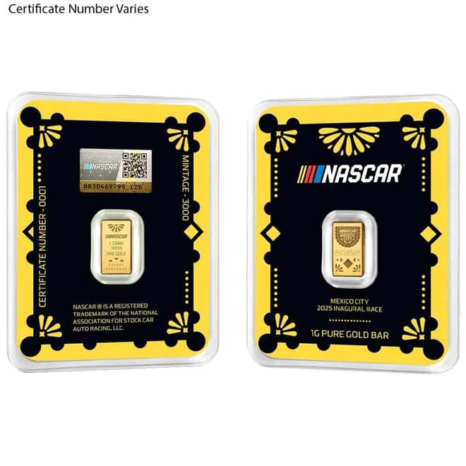 2025 1 Gram PAMP Suisse Nascar Mexico City Gold Bar .9999 Fine (in TEP)