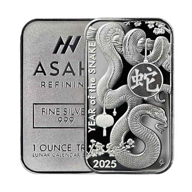 2025 1 oz Asahi Lunar Snake Silver Bar .999 Fine
