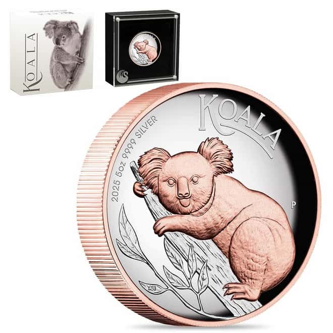 2025 5 oz Australian Koala Proof Gilded Silver Coin Perth Mint
