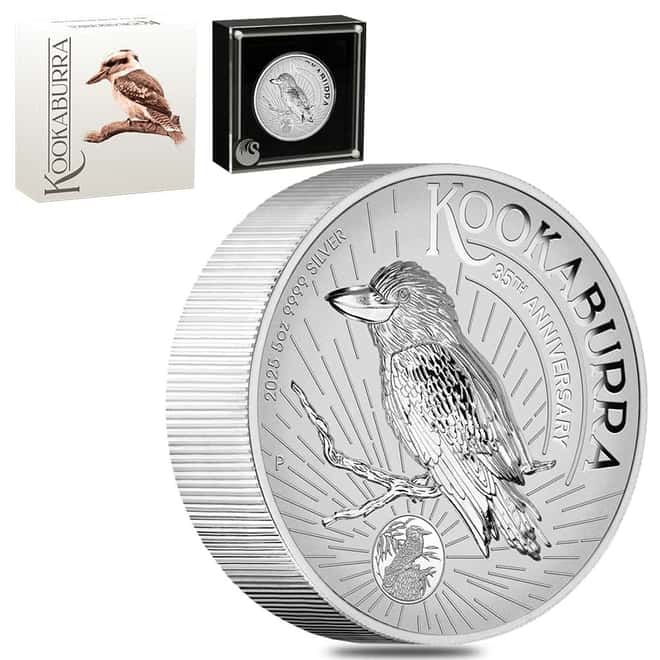 2025 5 oz Incused Silver Australian Kookaburra 35th Ann. Perth Mint