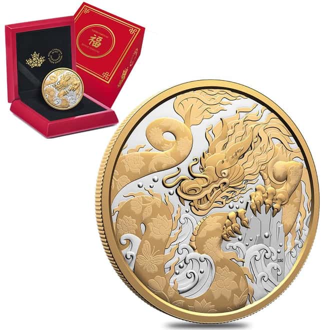 2025 Canada 5 oz Water Dragon Proof Silver Coin .9999 Fine