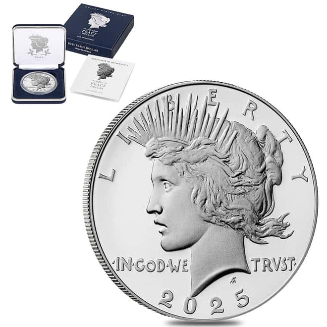 2025-S Peace Silver Dollar Proof Coin .999 Fine (w/Box & COA)