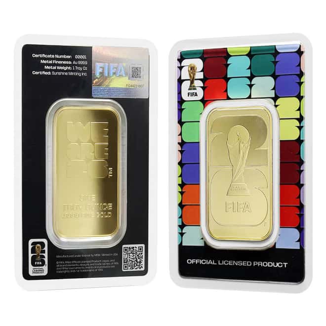 2026 1 oz FIFA World Cup Gold Bar .9999 Fine (in Assay)