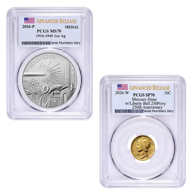 2026 Best of the US Mint 1916 Mercury Dime Gold Coin & Silver Medal Set PCGS SP/MS 70 AR