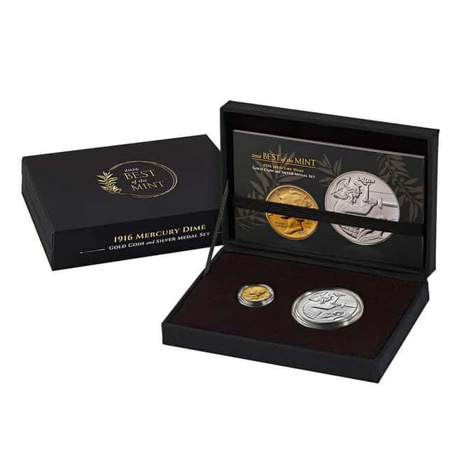 2026 Best of the US Mint 1916 Mercury Dime Gold Coin & Silver Medal Set (w/Box & COA)