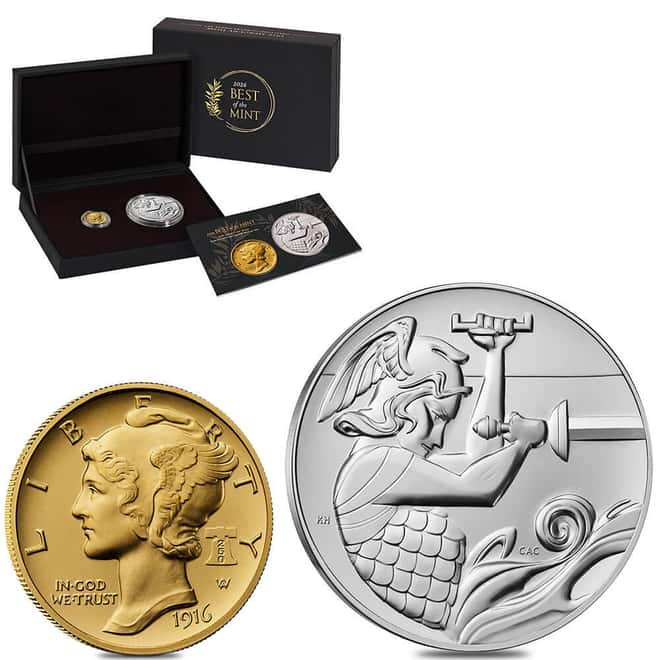 2026 Best of the US Mint 1916 Mercury Dime Gold Coin & Silver Medal Set (w/Box & COA)