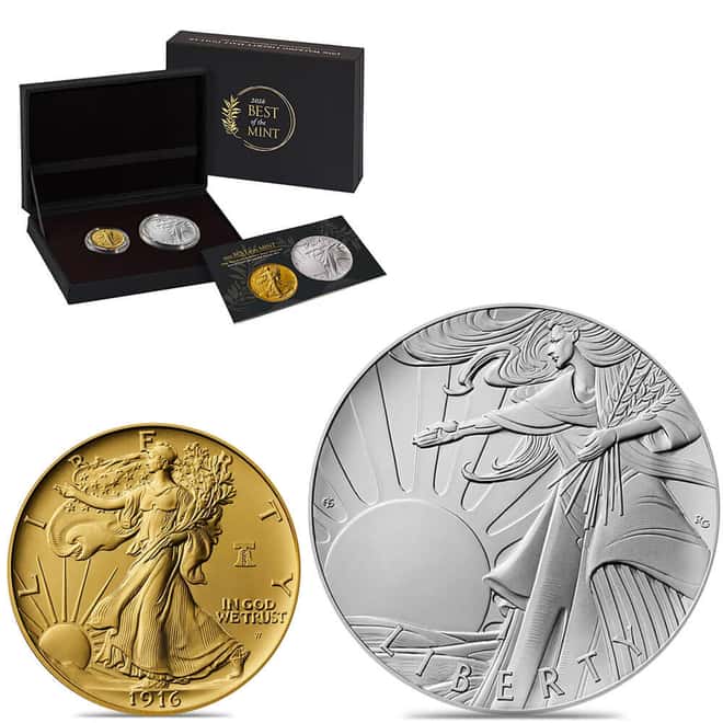 2026 Best of the US Mint 1916 Walking Liberty Half Dollar Gold Coin & Silver Medal Set (w/Box & COA)