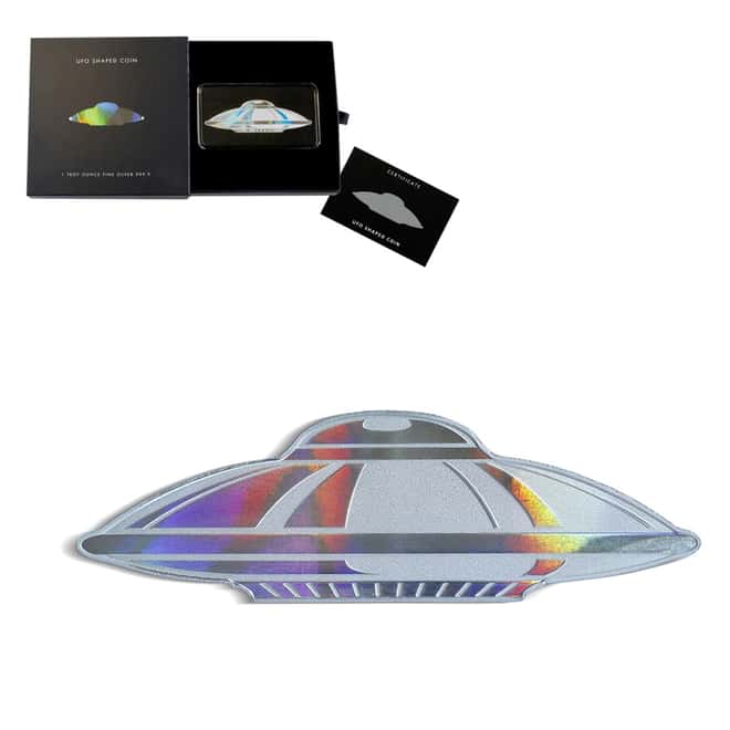 2020 1 oz Silver Hologram UFO Alien Solomon Islands $2 Coin .9999 Fine (w/Box & COA)