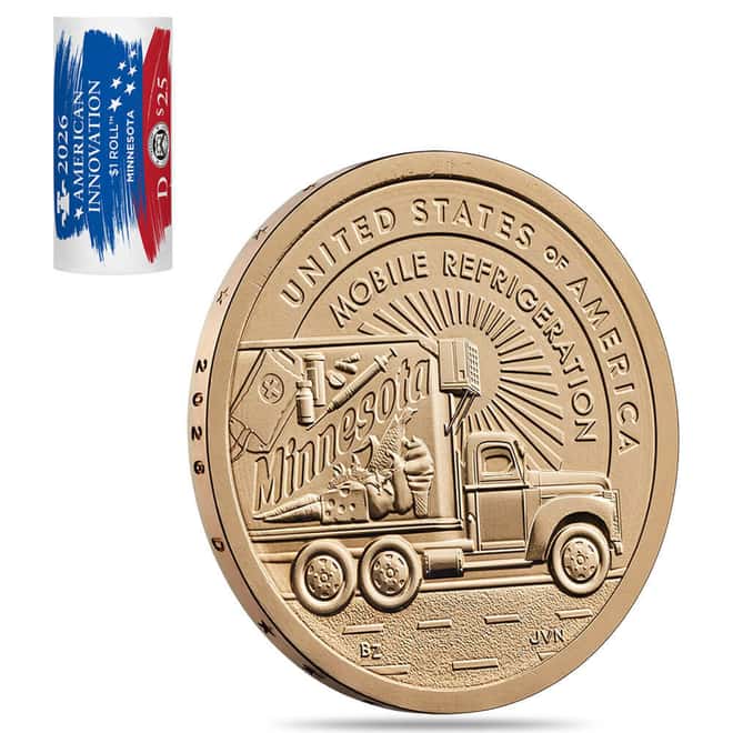 $25 Face Value Roll 2026-D American Innovation Minnesota $1 Coin (25 Coins)