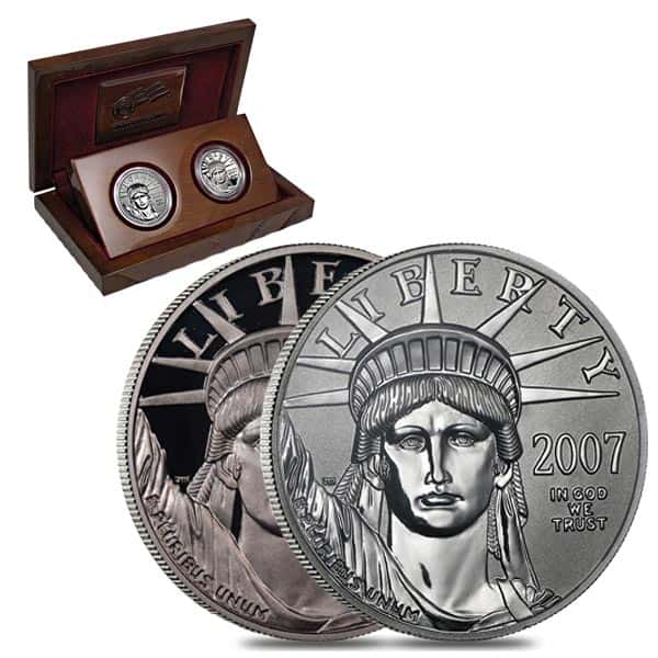 2007-W 1/2 oz $50 2-Coin Proof Platinum Eagle Set (10th Anniversary w/Box & COA)